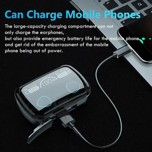 Auriculares inalámbricos TWS con Bluetooth, deportivos, con micrófono, intrauditivos, para gamers, con batería externa 