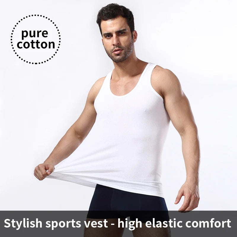 Chaleco de algodón puro para hombre, chaqueta de entrenamiento físico, camiseta ajustada sin mangas de color sólido para las cuatro estaciones, ropa informal para adolescentes, broma, 3/1 piezas