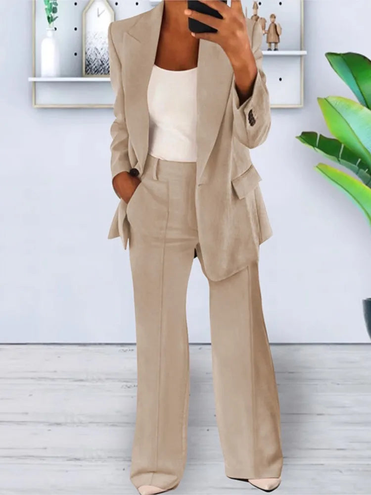 Conjuntos de 2 piezas de pantalón y blazer para mujer, moda de otoño, para oficina, formales, de chándal 