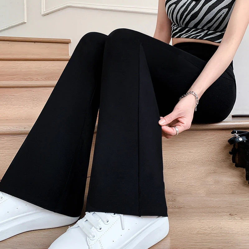 Pantalones acampanados ajustados de cintura alta para mujer, pantalones acampanados sexis de tiburón, moda informal, leggings ajustados con realce de glúteos elásticos 