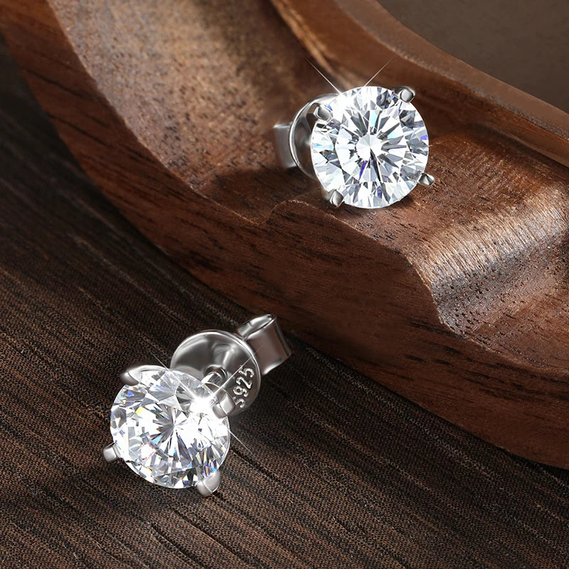 KNOBSPIN Moissanite Earring 0.2-2ct D VVS1 GRA Certified Lab Diamond 4 Claw s925 Sterling Silver Stud Earrings for Women Man
