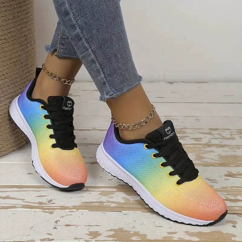 Zapatillas deportivas informales para mujer, de malla, transpirables, con plataforma, para baloncesto 