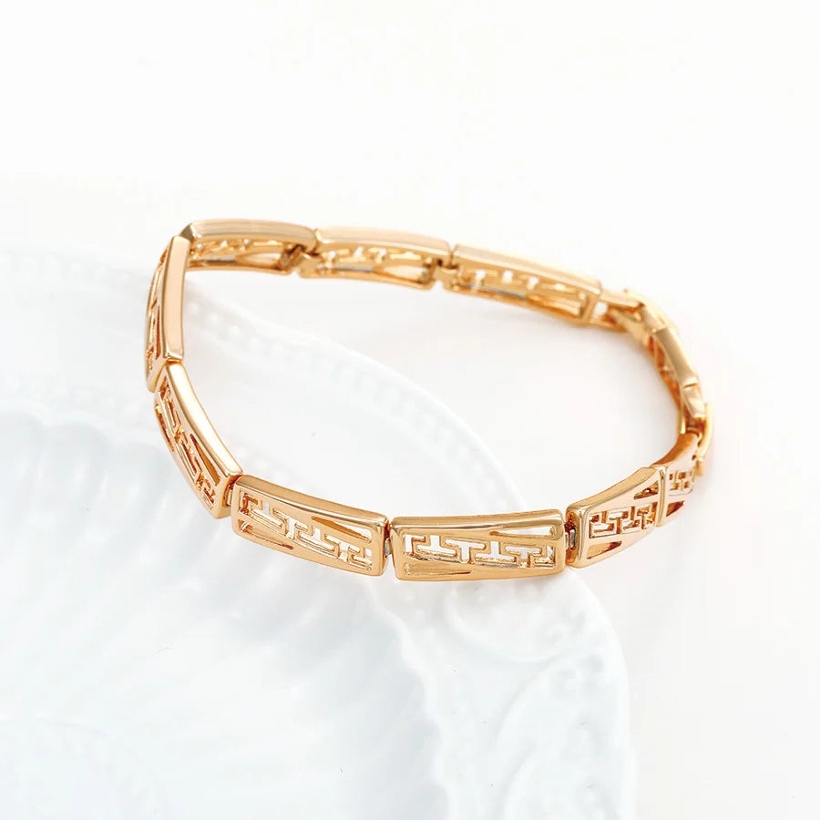 MxGxFam ( 19 cm ) Geometric Square Gold Plated 18 K Cool Bracelet For Men Fashion Jewelry Everyday Wear