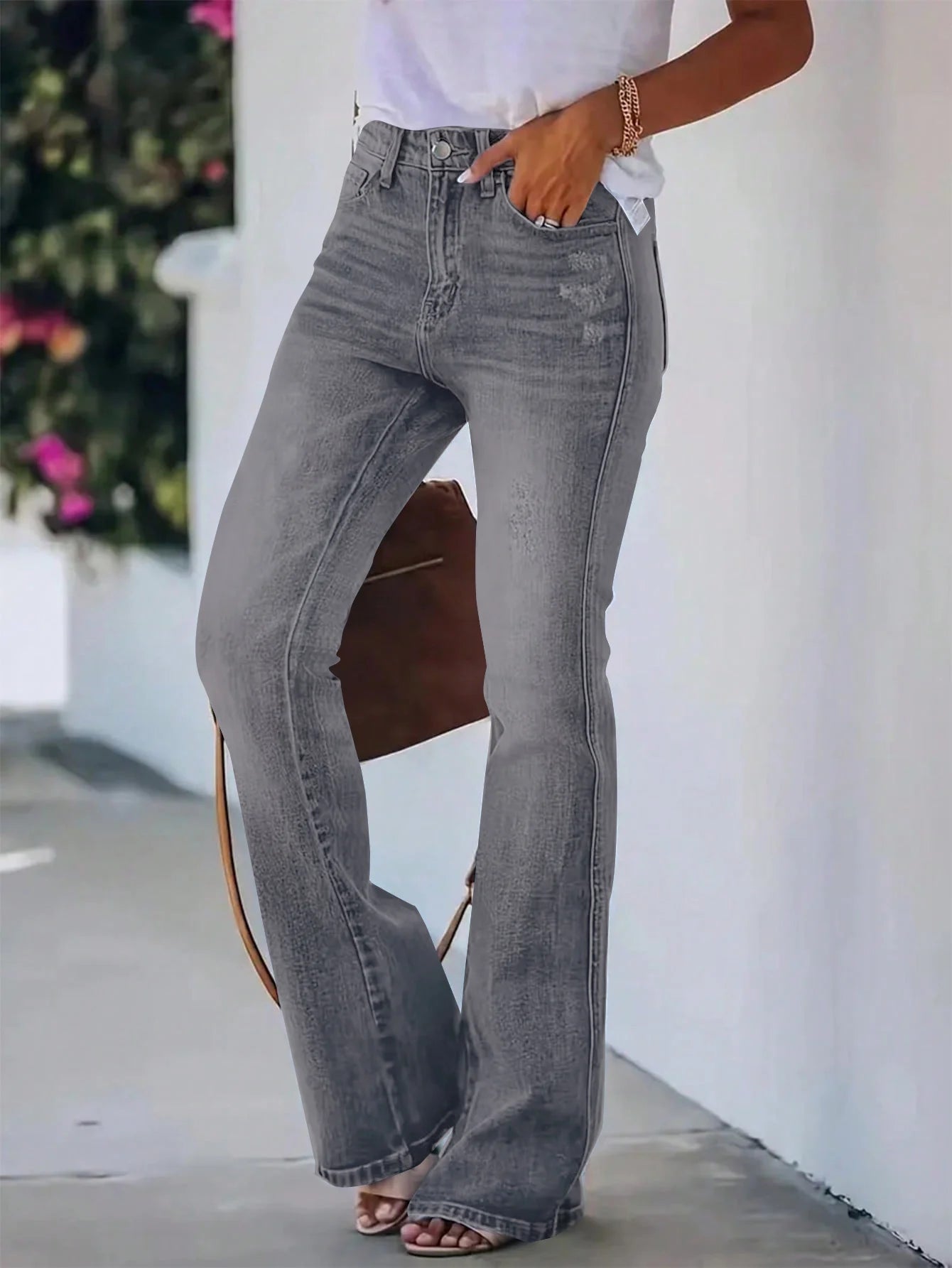 Nuevos pantalones vaqueros ajustados de cintura alta para mujer
