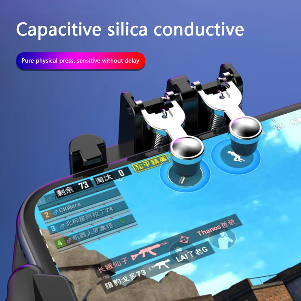 Para el controlador de joystick móvil PUBG, gatillo L1R1, gamepad para iOS y Android, seis dedos, Call of Duty Mobile, ventilador de refrigeración. 