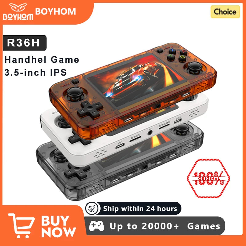 Consola portátil retro BOYHOM R36H, sistema Linux de código abierto, consolas de juegos clásicas, reproductor de video portátil con pantalla IPS de 3,5 pulgadas 