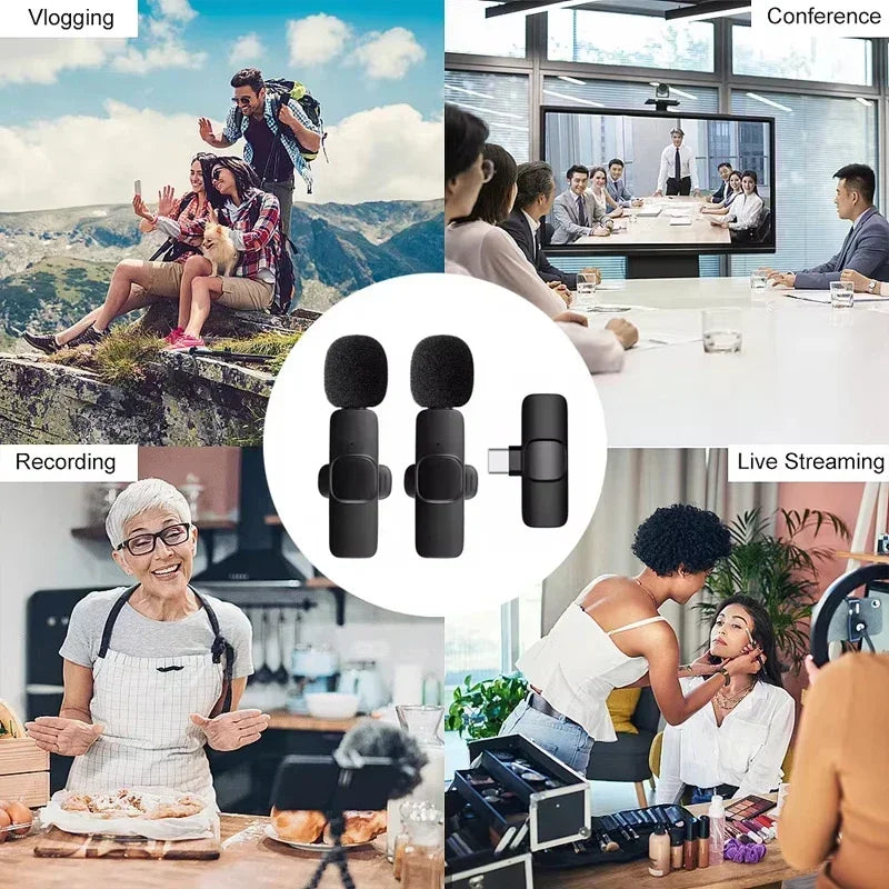 Micrófono de solapa inalámbrico portátil para grabación de audio y video, mini micrófono para iPhone, Android, transmisión en vivo, teléfono para juegos con recepción 