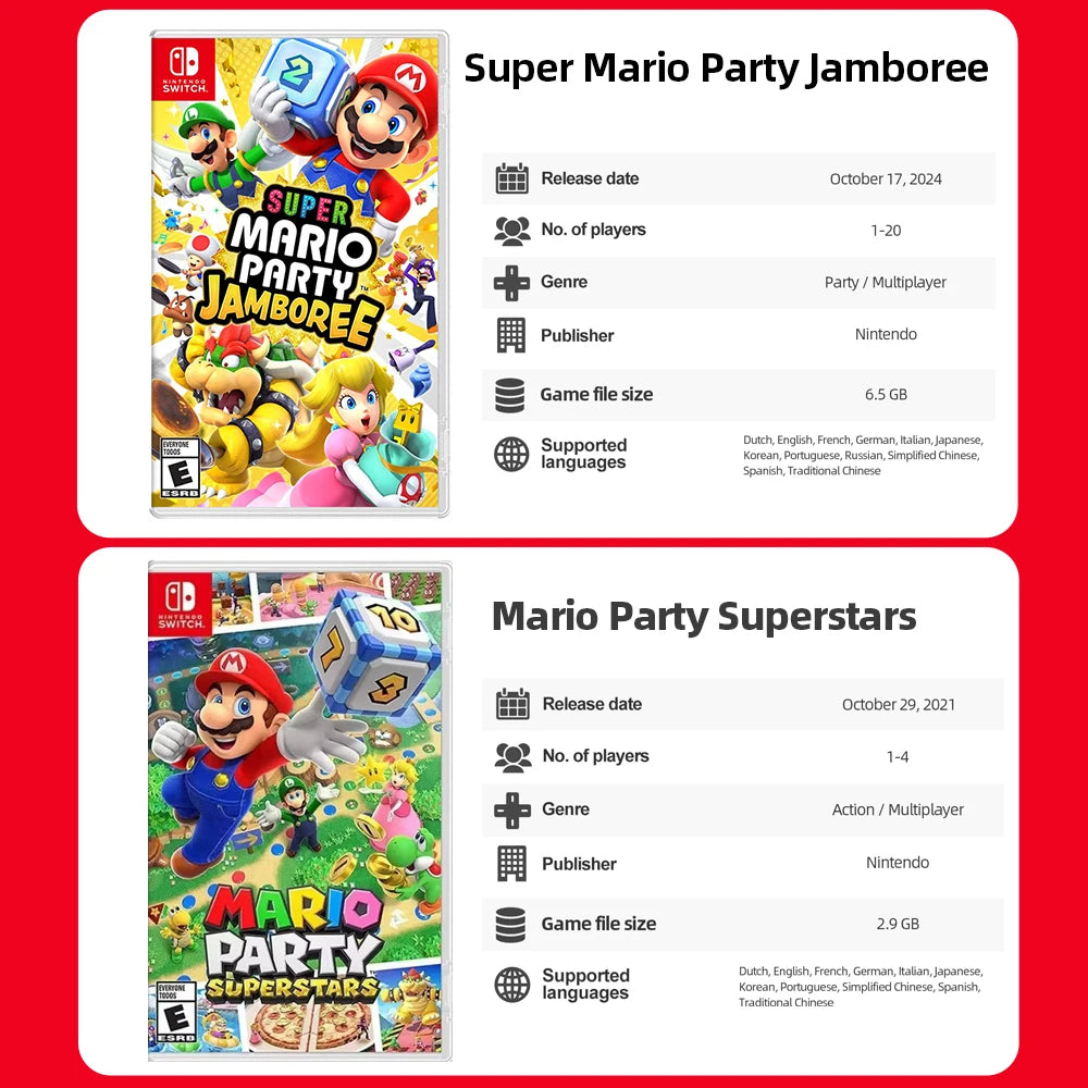Mario Strikers Battle League Super Mario RPG Party Jamboree Ofertas de tarjetas de juego para Nintendo Switch Mario Party Superstars Tennis Aces 