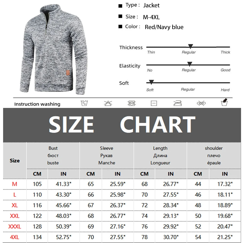 Sudadera para hombre, jersey de primavera más grueso, jersey con media cremallera para hombre, sudadera con capucha para exteriores, sudadera de otoño, jersey de cuello alto de color liso 
