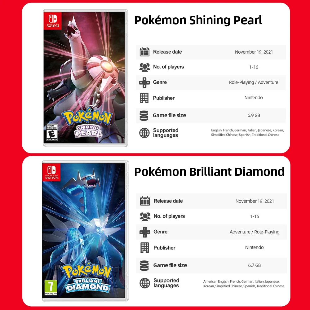 Pokémon Series Nintendo Switch Game Card Pokemon Pearl Diamond Sword Shield Pokémon Arceus Scarlet Violet Physical Game Card