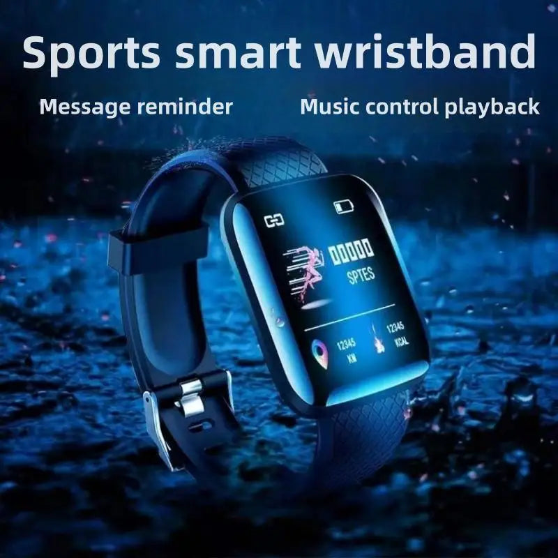 Reloj inteligente deportivo con control de actividad física, música, mensajes, podómetro, conexión Bluetooth, reloj inteligente 116, despertador, clima. 