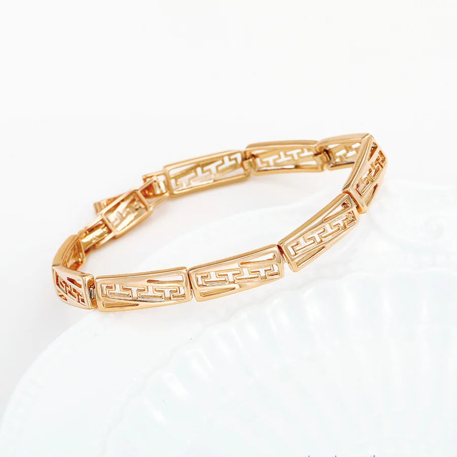 MxGxFam ( 19 cm ) Geometric Square Gold Plated 18 K Cool Bracelet For Men Fashion Jewelry Everyday Wear