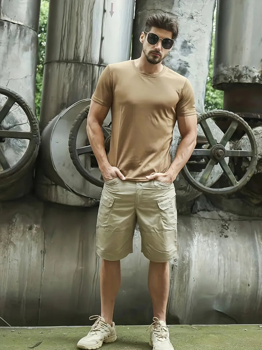Pantalones cortos tácticos para hombre con múltiples bolsillos, informales, duraderos, impermeables, para senderismo y trekking al aire libre. 