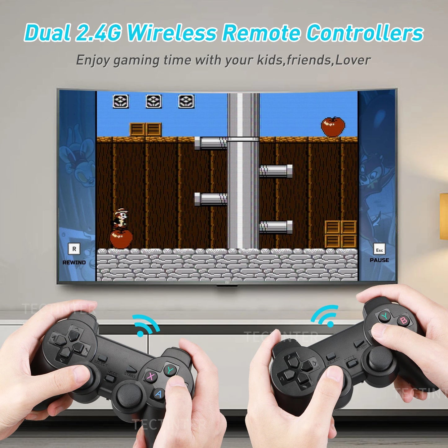 Consola de videojuegos con más de 20 000 juegos integrados, reproductor de juegos portátil retro, 64 GB, 4K, TV, mando inalámbrico de 2,4 GB 