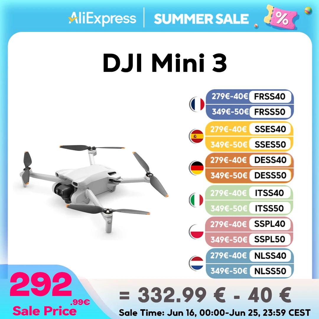 DJI Mini 3 - Minidron ligero y plegable con cámara, video 4K HDR, 38 min de tiempo de vuelo, disparo vertical real, nuevo y original 