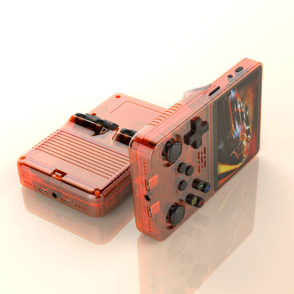 Consola de videojuegos R36S de código abierto de 128 GB, sistema Linux, pantalla IPS de 3,5 pulgadas, reproductor de vídeo portátil de bolsillo naranja, 64 GB, los mejores juegos 