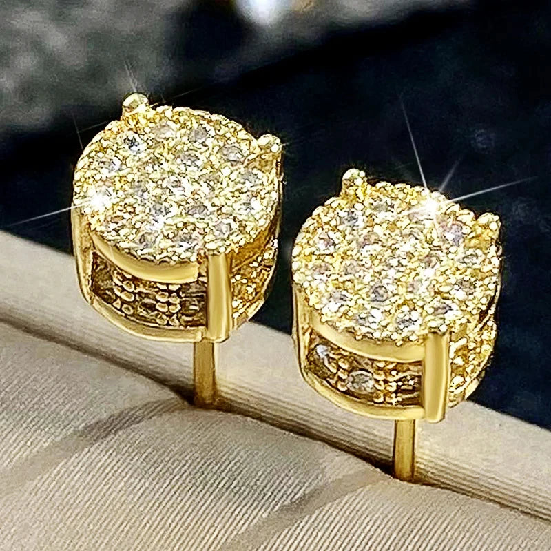 Dainty Stud Earrings for Women/Men Paved White CZ Silver Color/Gold Color Couple Earrings Fashion Versatile Ear Jewelry