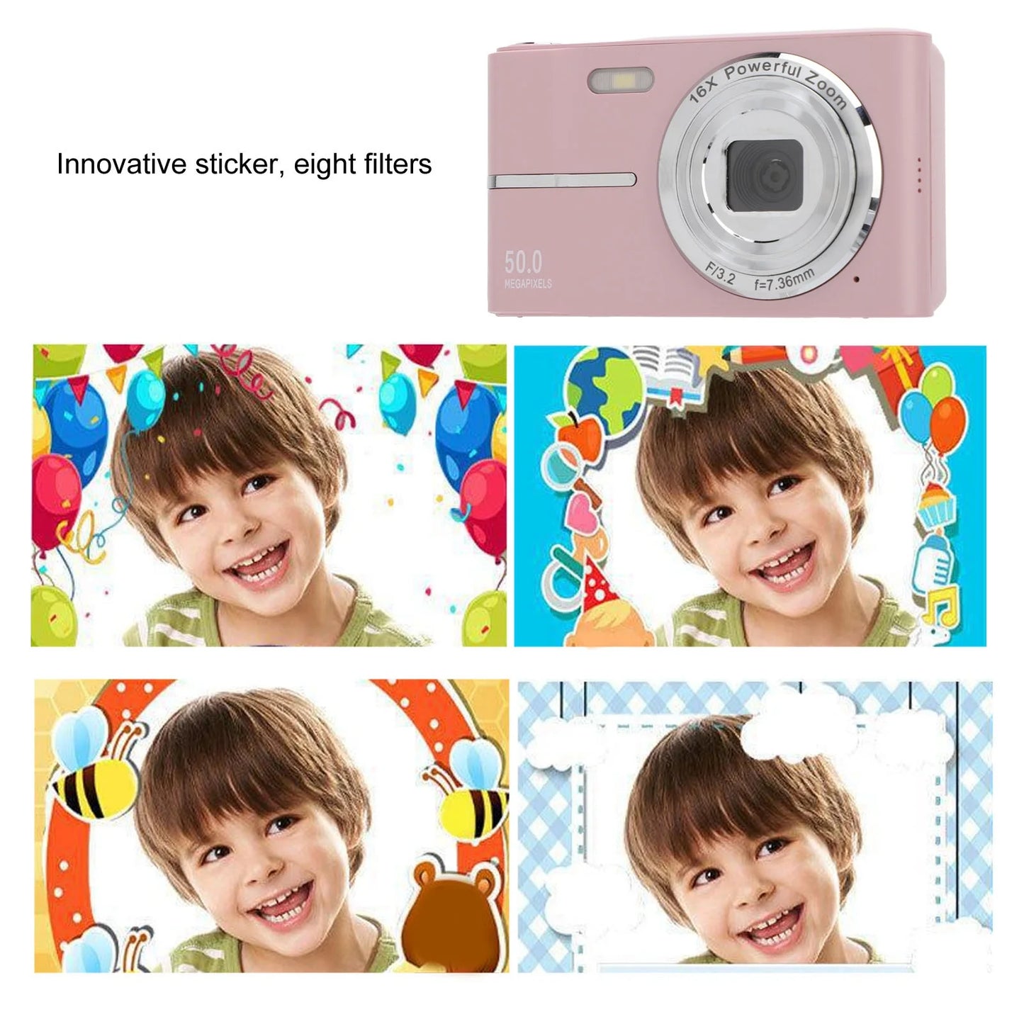 Cámara digital FHD 1080P con zoom de 16X, toma de fotos pequeñas, evita vibraciones, súper nítida para estudiantes y viajes. 