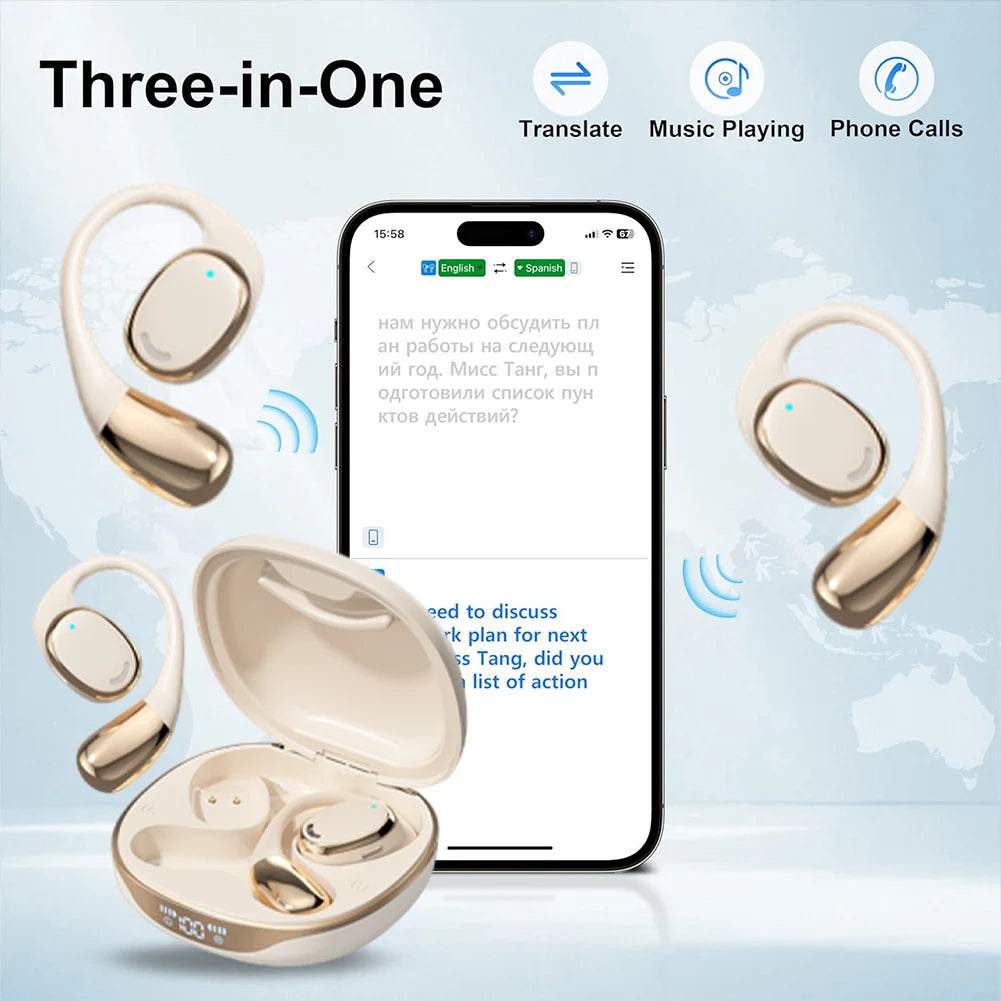 3-in-1 Language Translation Device 144 Languages & Accents Real-Time Two-Way Translation Earphones HD Sound for Travel Business