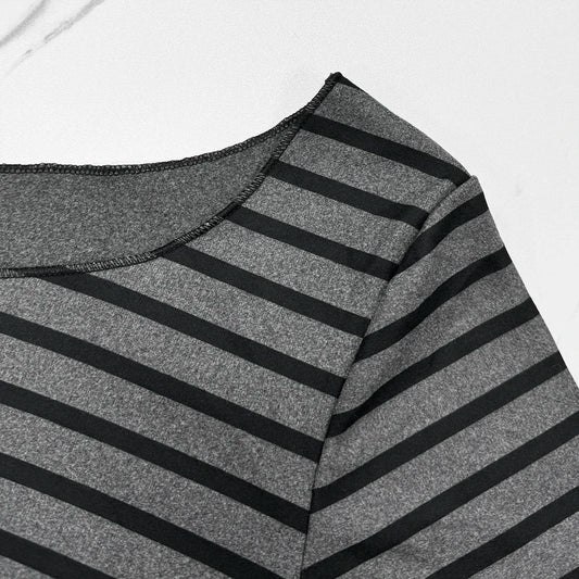 Camisetas básicas japonesas de primavera y otoño para mujer, camisetas ajustadas de manga larga a rayas sin tirantes, estilo callejero coreano Y2K, tops finos 