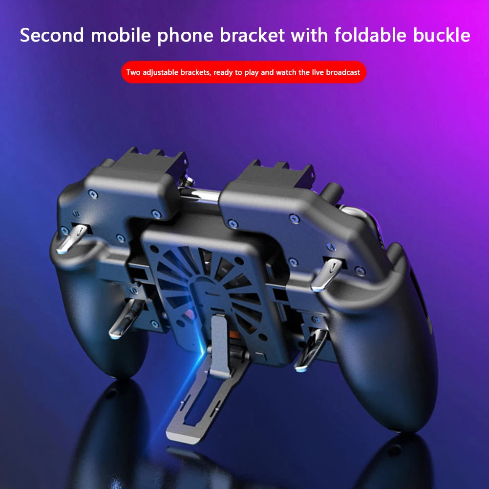 Para el controlador de joystick móvil PUBG, gatillo L1R1, gamepad para iOS y Android, seis dedos, Call of Duty Mobile, ventilador de refrigeración. 