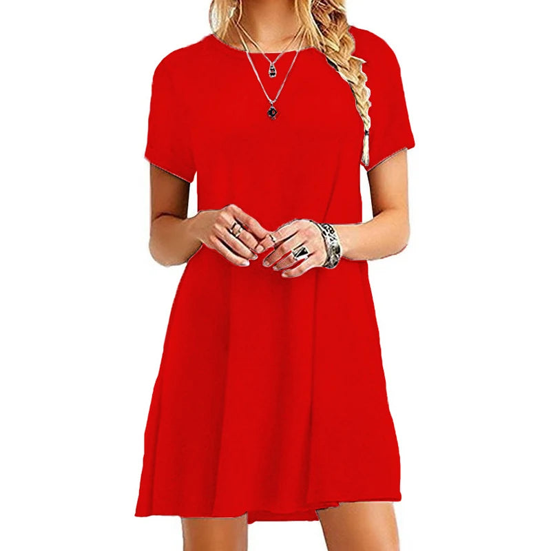 Vestido informal de manga corta para mujer, estilo vintage, con cuello redondo, estampado, holgado, minivestido elegante y sencillo, estilo urbano, vestido de verano 