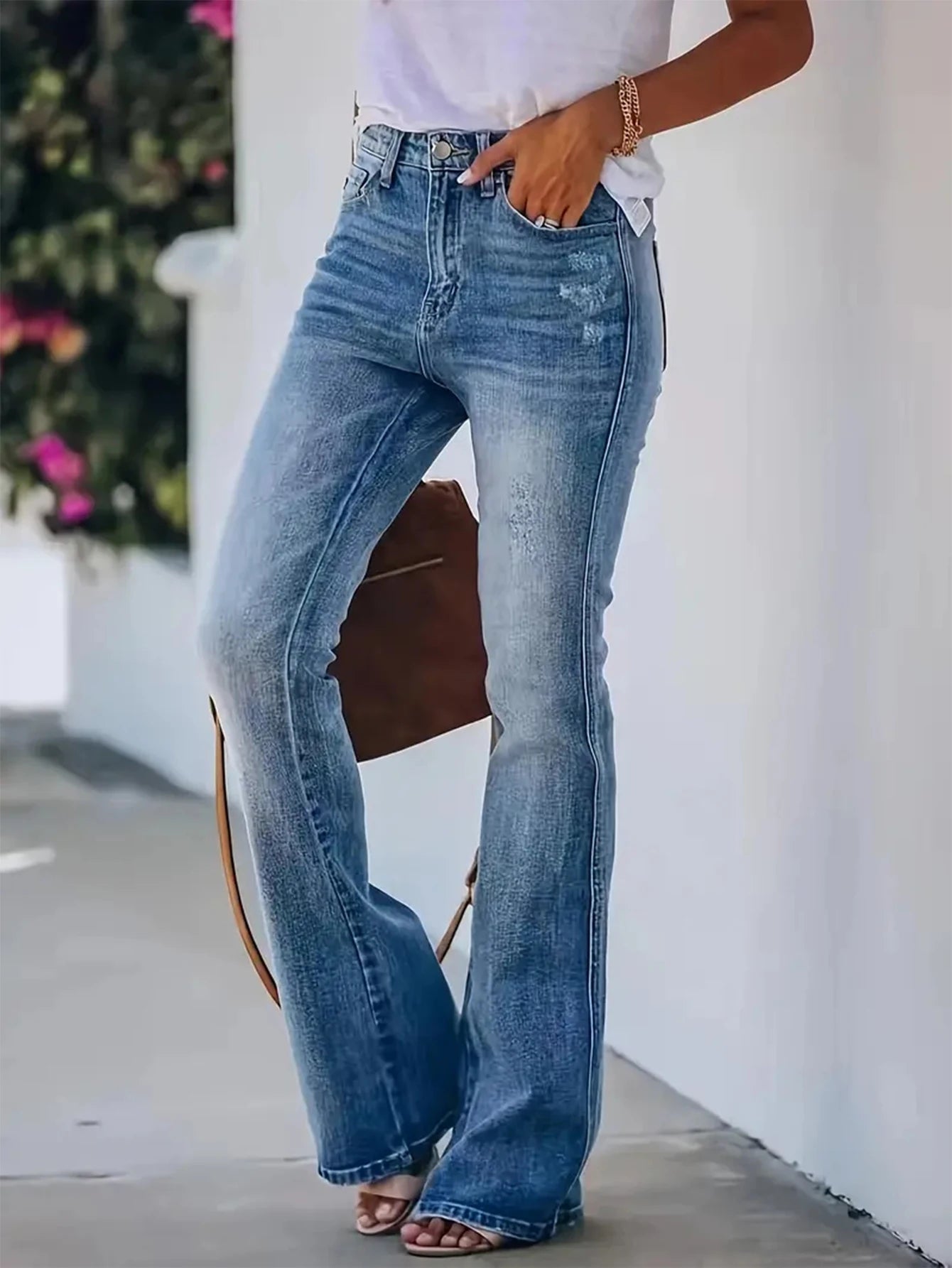 Nuevos pantalones vaqueros ajustados de cintura alta para mujer