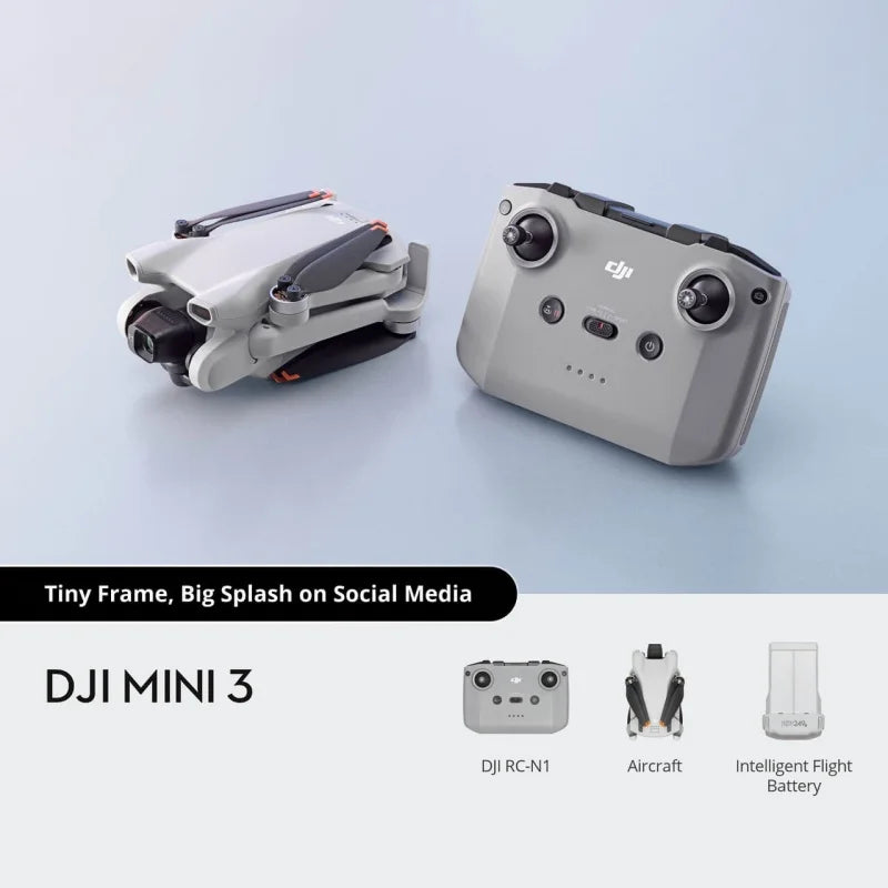 DJI Mini 3 - Minidron ligero y plegable con cámara, video 4K HDR, 38 min de tiempo de vuelo, disparo vertical real, nuevo y original 