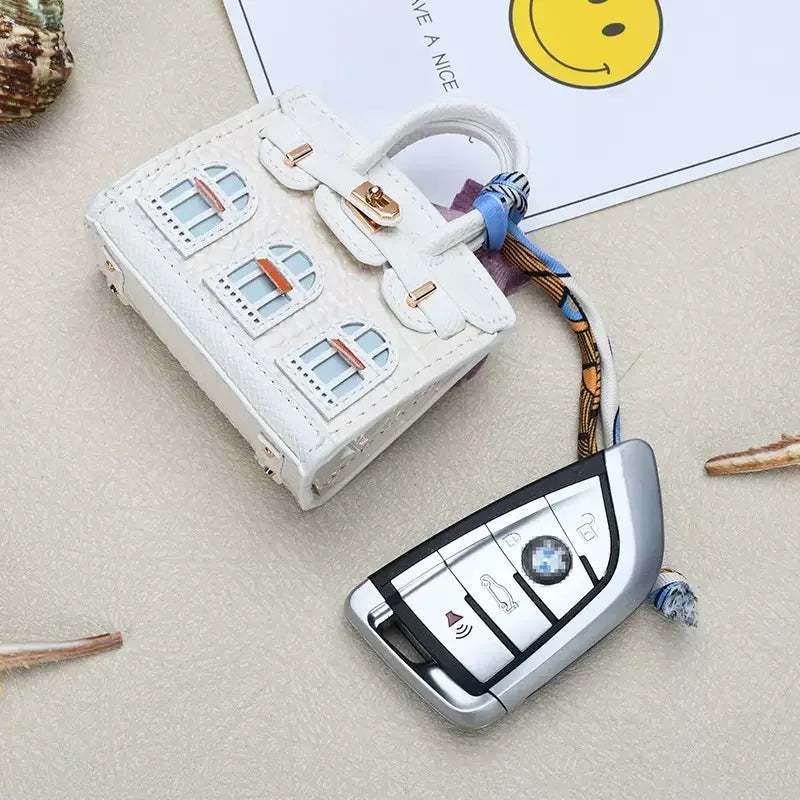Mini BackpackHanging Creative House Headphone Bag For Airpods 4 3 Pro2 Galaxy Buds Headphone Case Holds Small items With Lanyard
