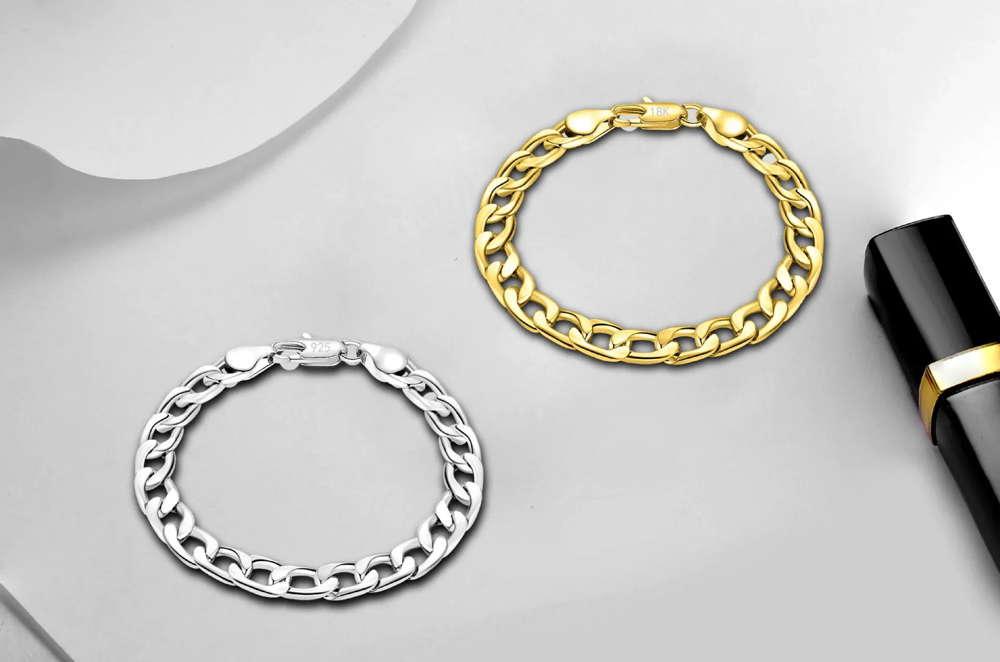 Fashion kpop 18K gold plated 6MM 20CM Chain 925 Sterling Silver Bracelet for Women men Wedding Christmas Gifts luxury Jewelry