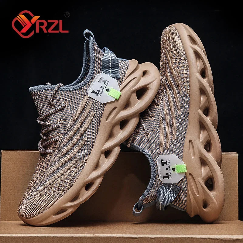 YRZL - Zapatillas deportivas negras para correr para hombre, informales, de malla transpirable para exteriores, ligeras, con absorción de impactos, para tenis negros 