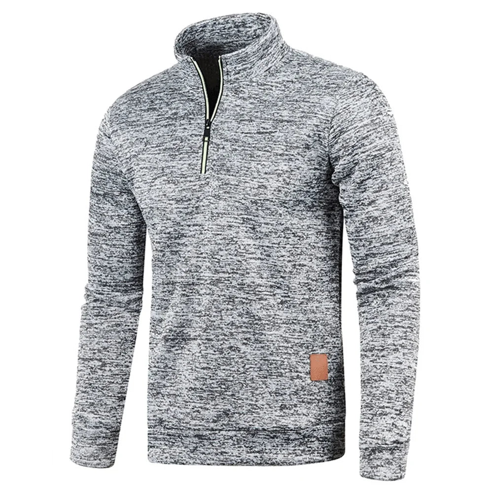 Sudadera para hombre, jersey de primavera más grueso, jersey con media cremallera para hombre, sudadera con capucha para exteriores, sudadera de otoño, jersey de cuello alto de color liso 