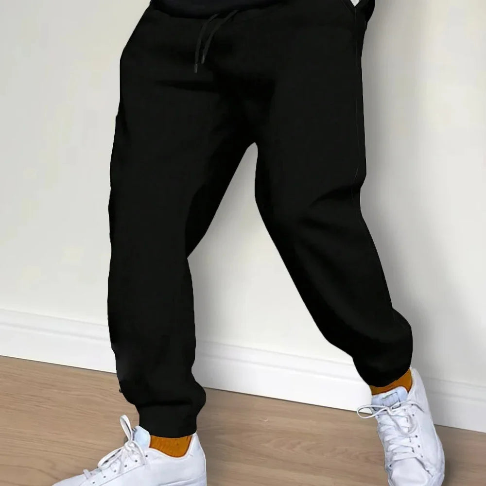 Pantalones deportivos casuales de forro polar para hombre, para otoño e invierno, para correr, gimnasio, color sólido, largos, para entrenamiento 