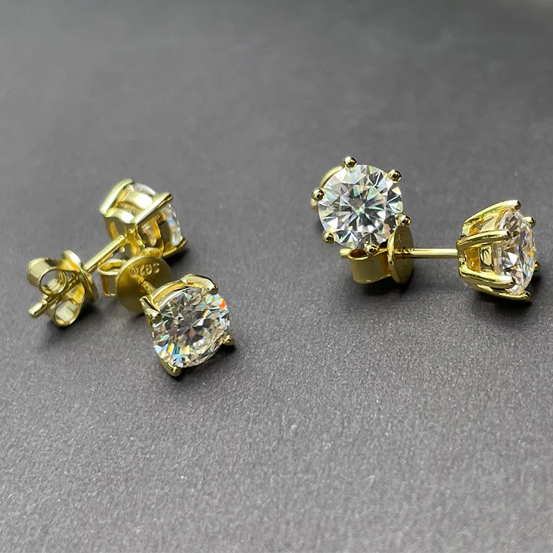 Premium 0.5ct-2ct Moissanite Earring For Women Classic Original 925 Sterling Silver Jewelry Moissanite Diamond Stud Earring