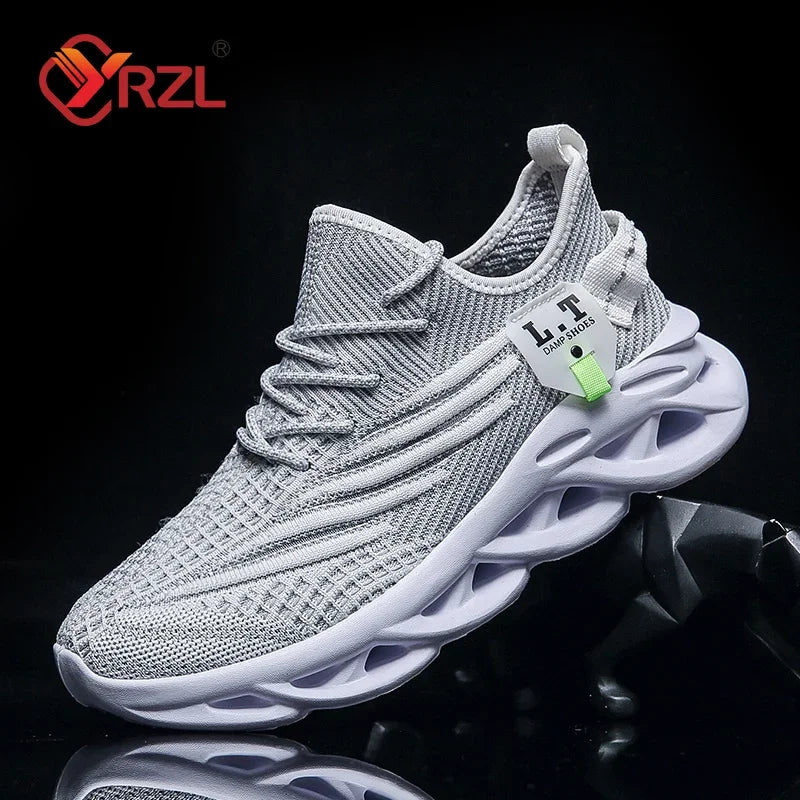 YRZL - Zapatillas deportivas negras para correr para hombre, informales, de malla transpirable para exteriores, ligeras, con absorción de impactos, para tenis negros 