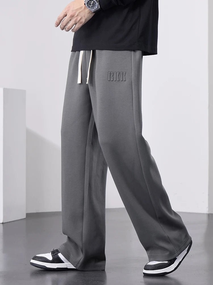 Pantalones deportivos rectos de algodón para hombre, de pierna ancha, con cordón y letras, holgados, informales, largos, talla grande 8XL 