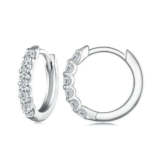 Bamoer U Moissanite Earrings 925 Sterling Silver Ear Buckle Sparking Round Hoop Wedding Jewelry Gift Original for Women D Color