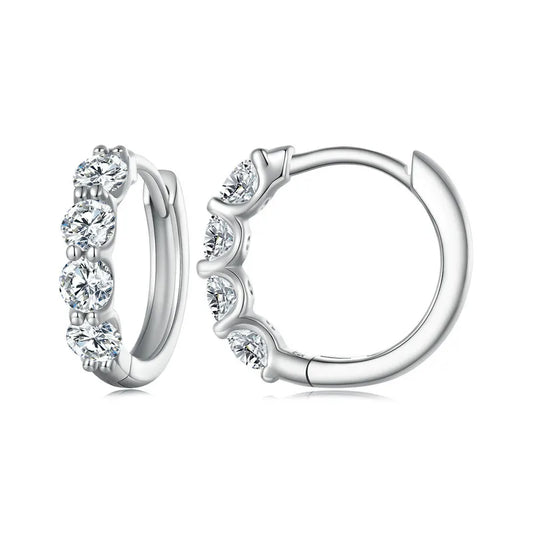 Bamoer U Moissanite Earrings 925 Sterling Silver Ear Buckle Sparking Round Hoop Wedding Jewelry Gift Original for Women D Color