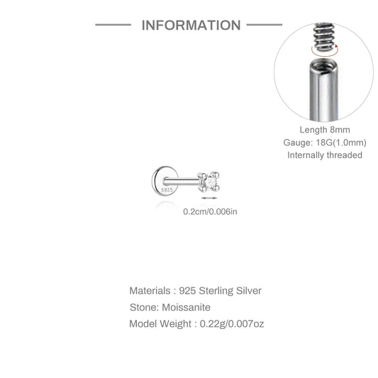 AIDE 925 Sterling Silver 1PC Mini Moissanite Four-Claw Screw Stud Earrings Casual Design DIY INS Ear Studs For Lady Jewelry