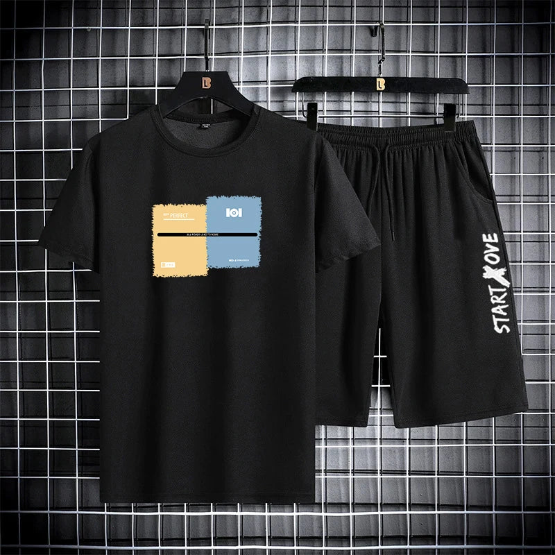 Trajes de moda para hombre, conjunto de pantalones cortos de verano para hombre, ropa de gimnasio, camiseta de manga corta para estudiante, conjunto de 2 piezas, chándales, ropa informal para hombre. 