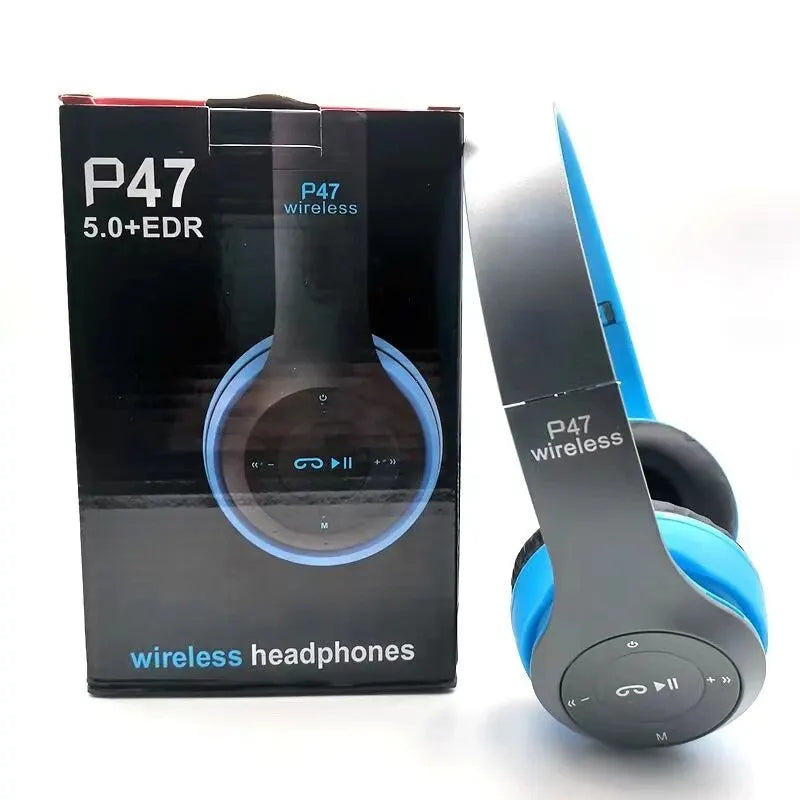 Auriculares estéreo P47 5.0 con Bluetooth, plegables, inalámbricos, para juegos deportivos, para iPhone y XiaoMi 