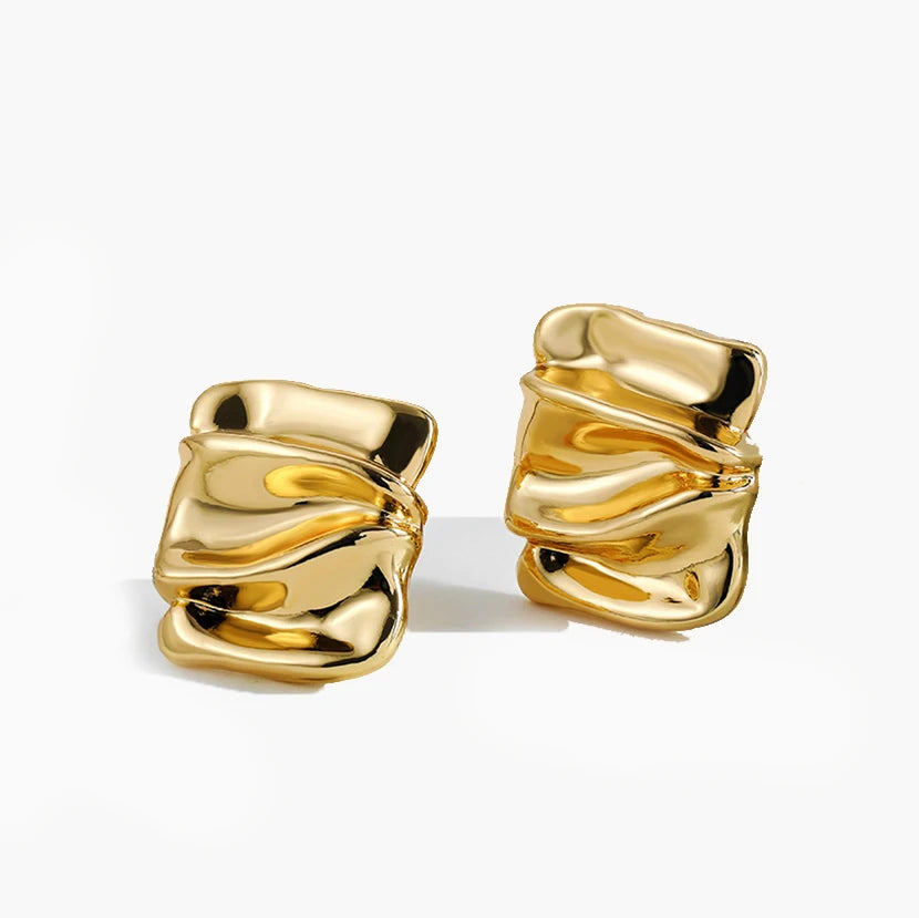 Vintage Texture Gold Plated Stainless Steel Earrings for Women Geometric Circle Twist Statement Earring Fashion Jewelry Bijoux