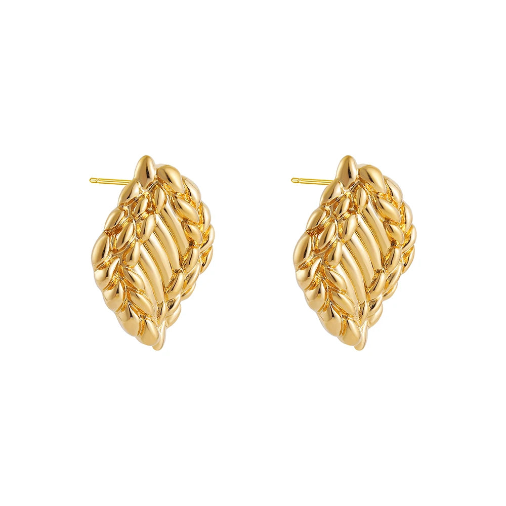 Vintage Texture Gold Plated Stainless Steel Earrings for Women Geometric Circle Twist Statement Earring Fashion Jewelry Bijoux