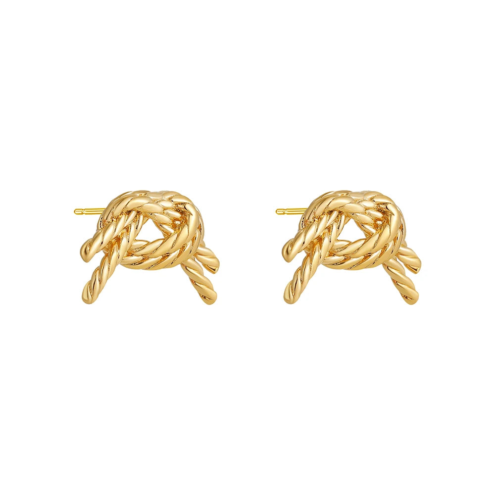 Vintage Texture Gold Plated Stainless Steel Earrings for Women Geometric Circle Twist Statement Earring Fashion Jewelry Bijoux
