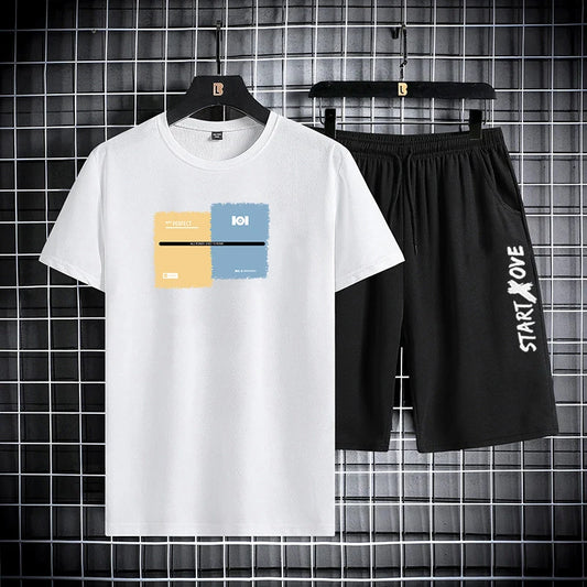 Trajes de moda para hombre, conjunto de pantalones cortos de verano para hombre, ropa de gimnasio, camiseta de manga corta para estudiante, conjunto de 2 piezas, chándales, ropa informal para hombre. 