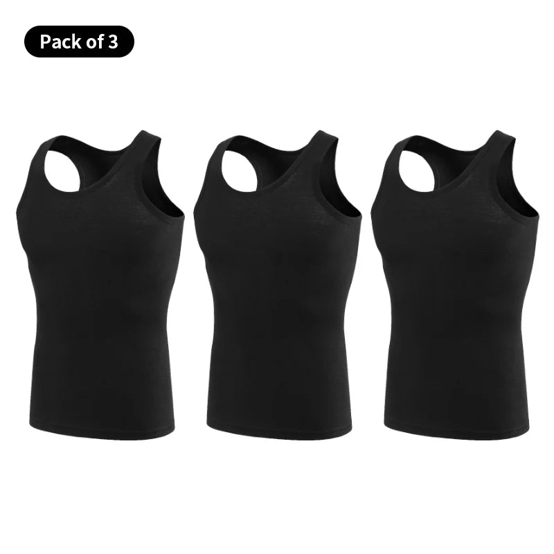 Chaleco de algodón puro para hombre, chaqueta de entrenamiento físico, camiseta ajustada sin mangas de color sólido para las cuatro estaciones, ropa informal para adolescentes, broma, 3/1 piezas