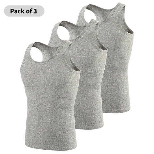 Chaleco de algodón puro para hombre, chaqueta de entrenamiento físico, camiseta ajustada sin mangas de color sólido para las cuatro estaciones, ropa informal para adolescentes, broma, 3/1 piezas