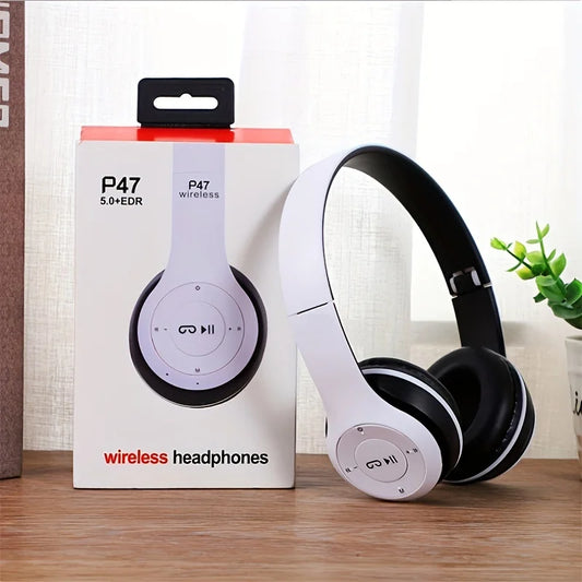 Auriculares estéreo P47 5.0 con Bluetooth, plegables, inalámbricos, para juegos deportivos, para iPhone y XiaoMi 