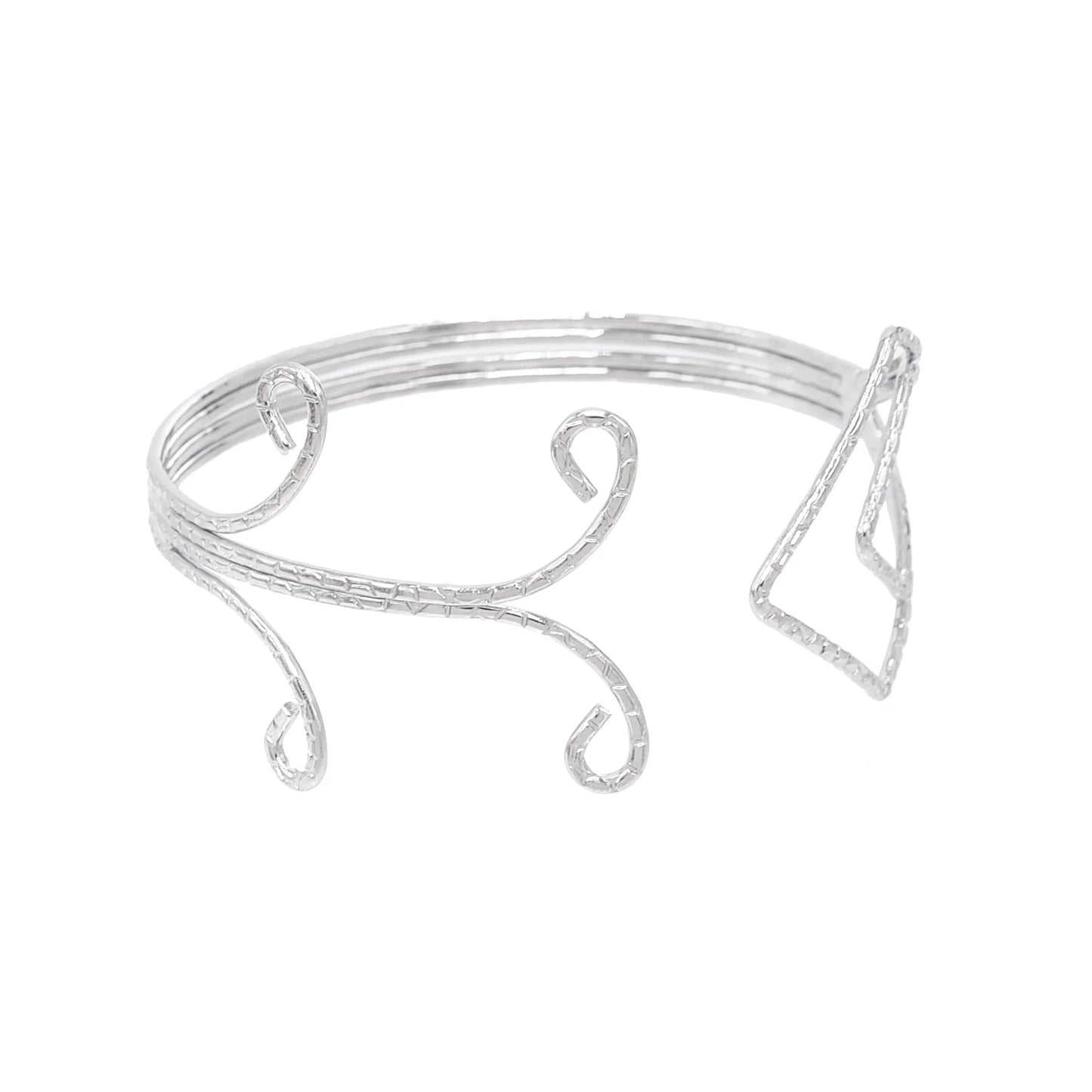 Gold Color Simple Line Butterfly Flower Open Bangles For Women Swirl Charm Armlet Greek Goddess Upper Arm Cuff Bracelet Jewelry