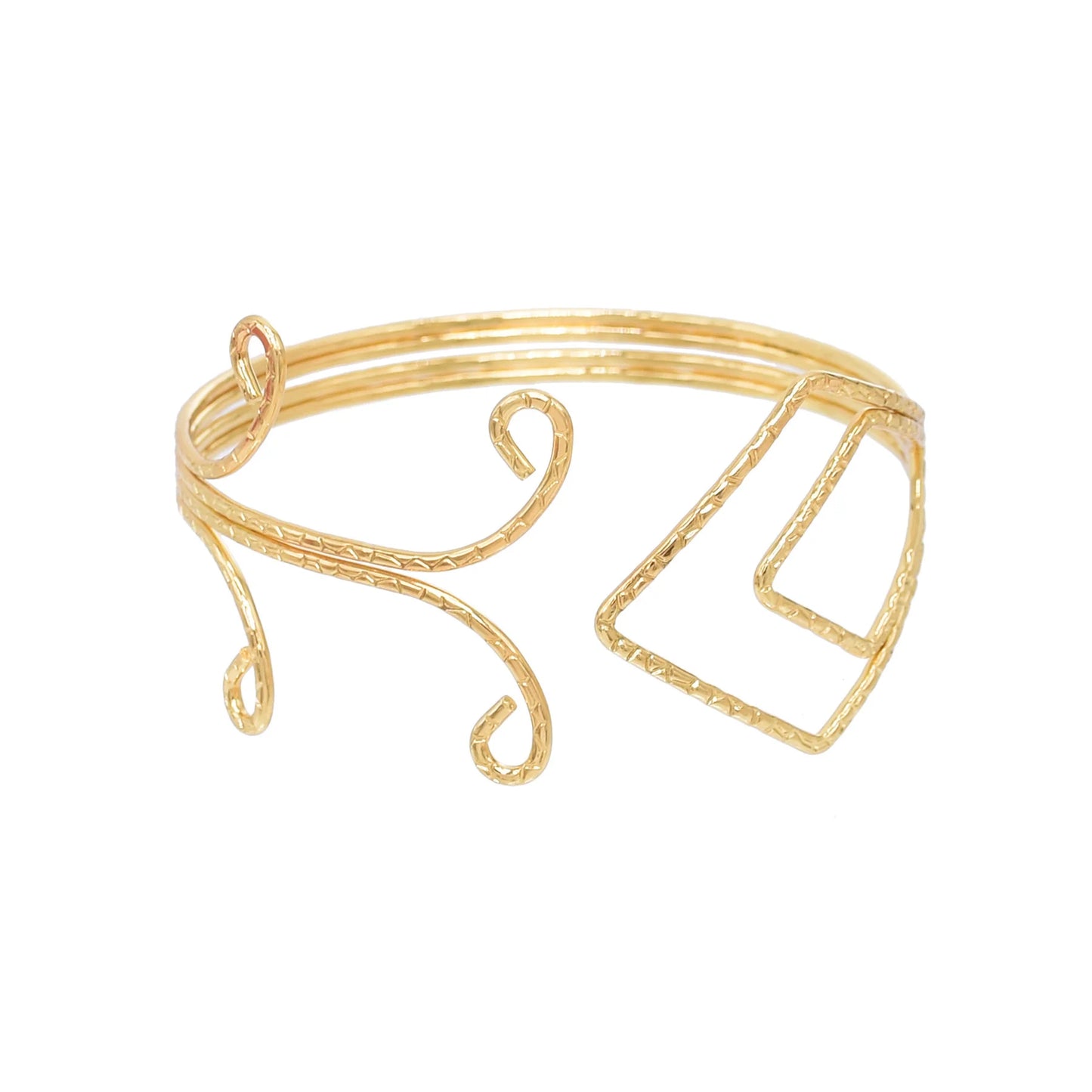 Gold Color Simple Line Butterfly Flower Open Bangles For Women Swirl Charm Armlet Greek Goddess Upper Arm Cuff Bracelet Jewelry